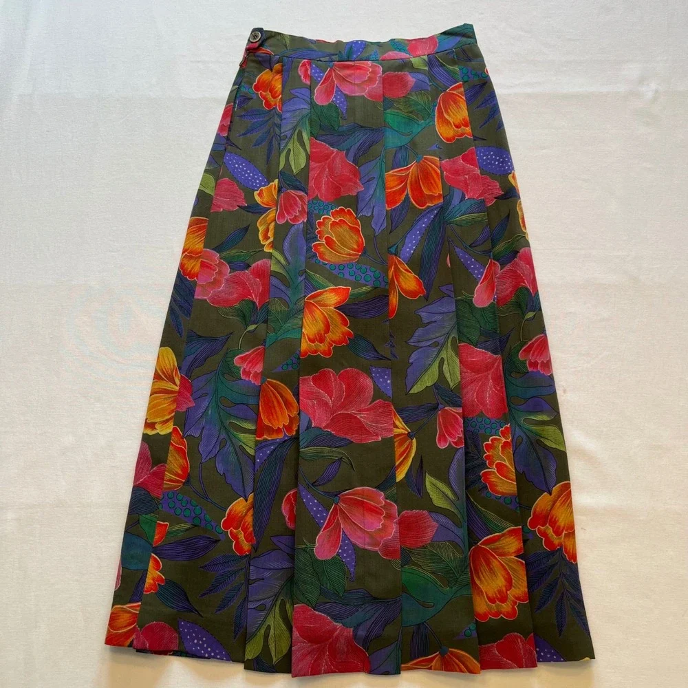 Geiger Collections Vintage Pure New Wool Floral Skirt Set Made in Austria S/M - Picture 12 of 13